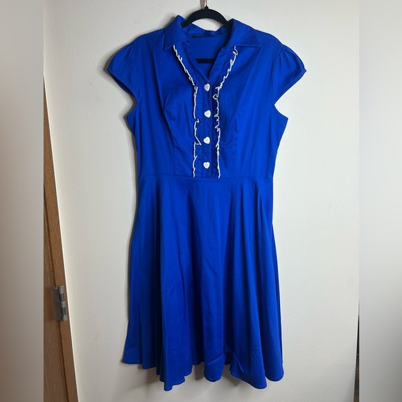 Anni Coco NWT pinup rockabilly retro Royal Blue Dress XL Bettie Twee 50s 60s - Picture 3 of 11
